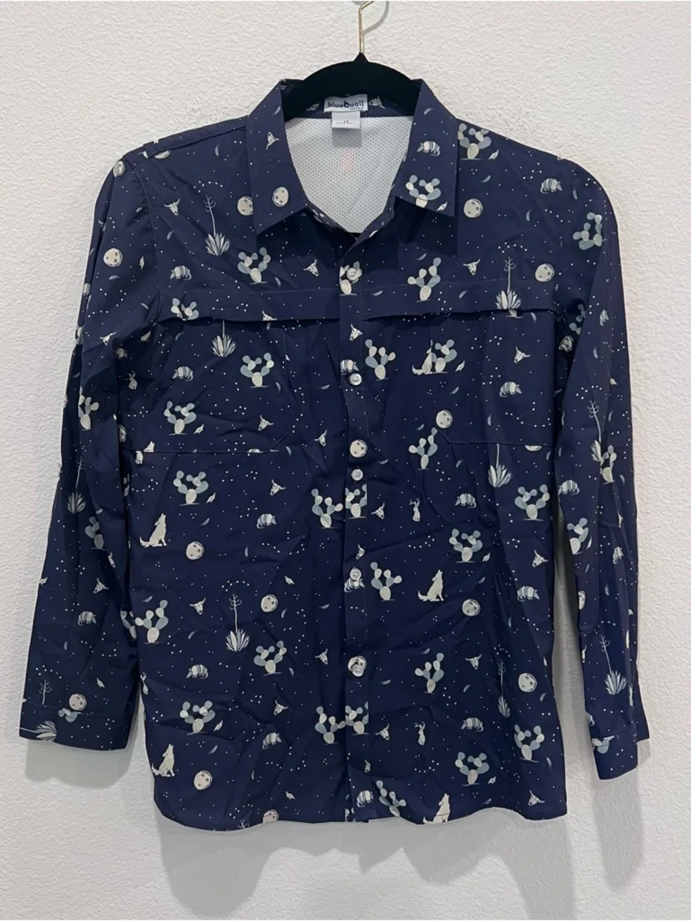 Blue quail boys Night Howler Long Sleeve Shirt size 12 golf outdoors western - Picture 2 of 9